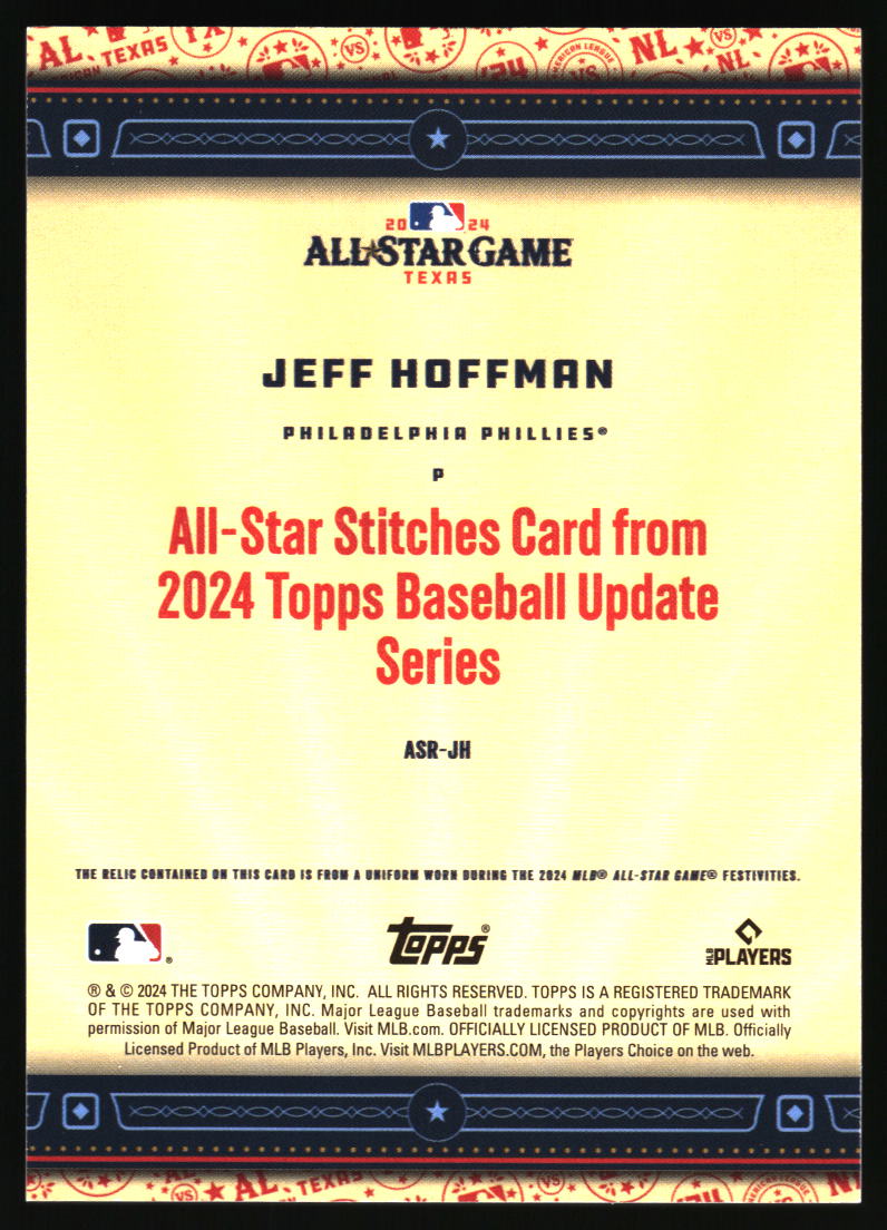 2024 Topps Update #ASR-JH Jeff Hoffman All-Star Stitches Relics