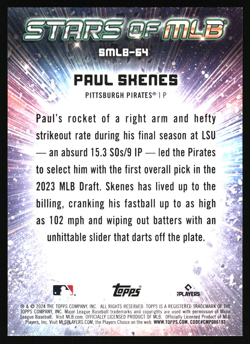 2024 Topps Update #SMLB-64 Paul Skenes Stars of MLB