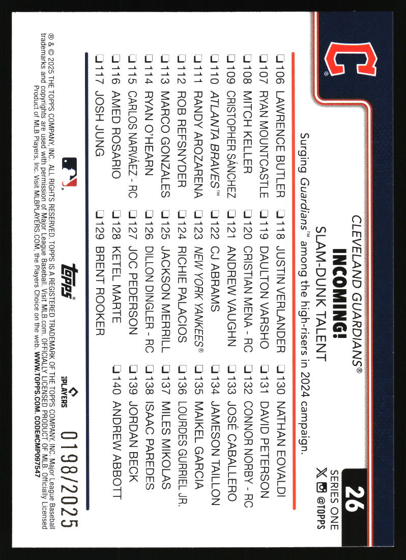 2025 Topps #26 Incoming! Slam-Dunk Talent Gold #/2025