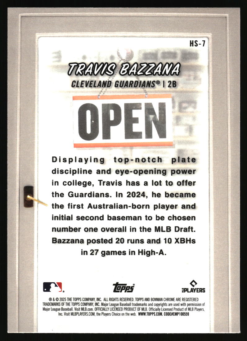 2025 Bowman #HS-7 Travis Bazzana Hobby Stars