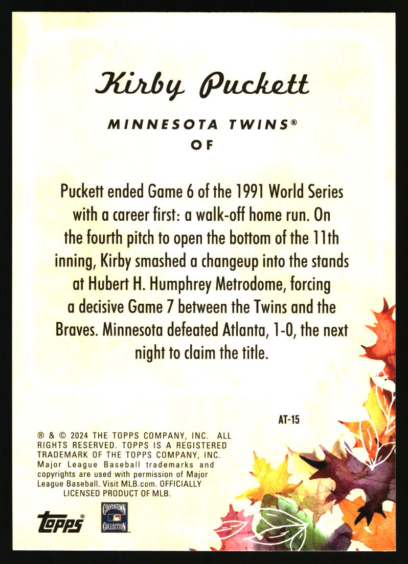 2024 Topps Update #AT-15 Kirby Puckett Autumn Tales Blue