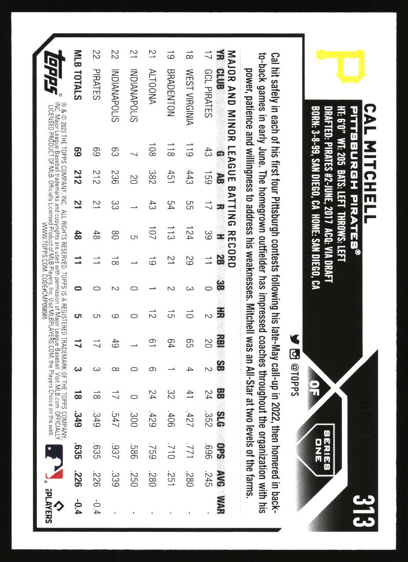 2023 Topps #313 Cal Mitchell Gold #/2023